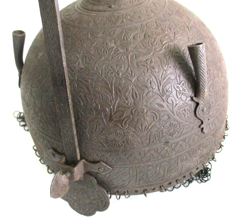 ORNATE WARRIOR HELMET NOSE GUARD CHAIN MAIL ANTIQUE