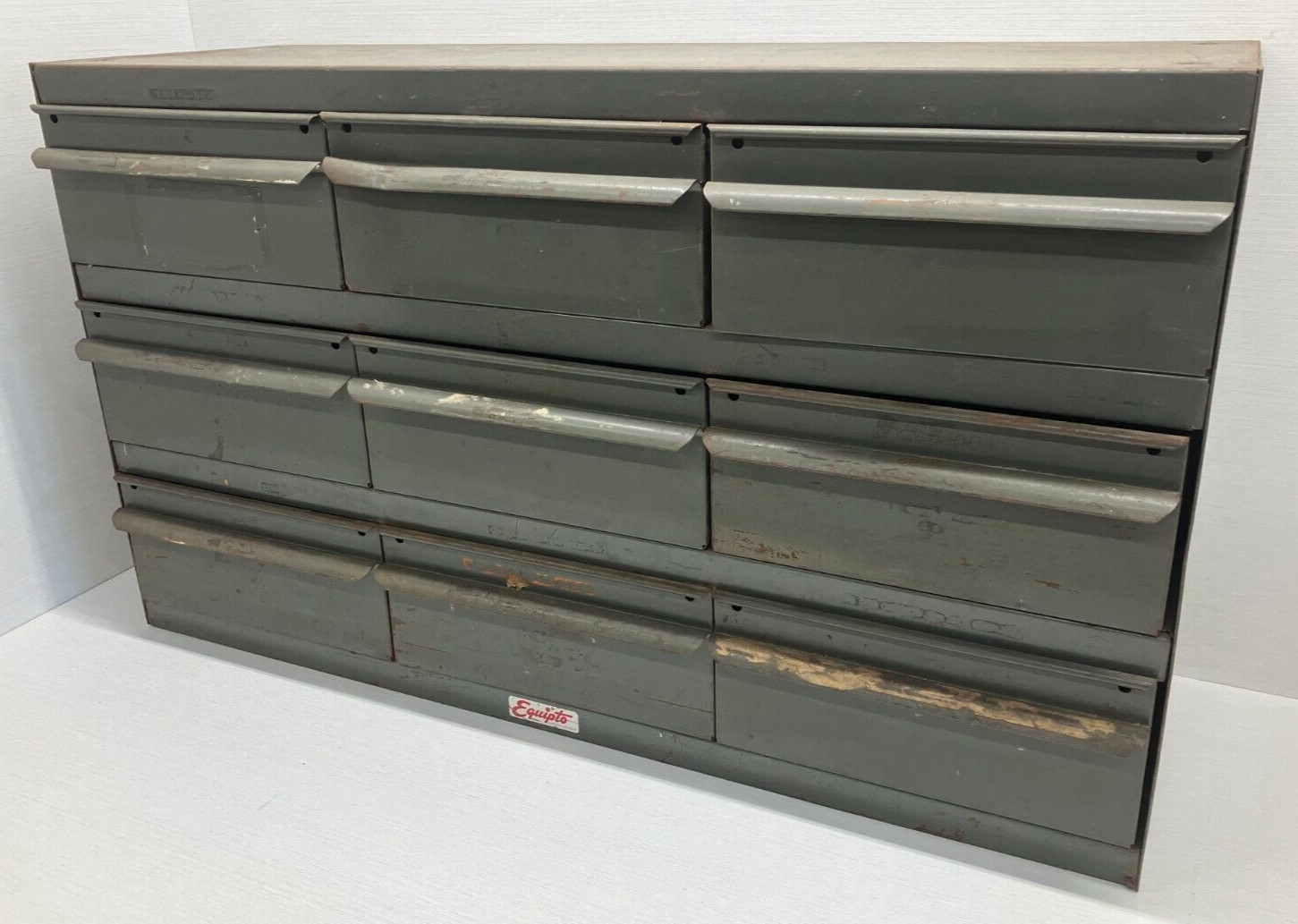 Vintage Equipto 9 Drawer Steel Tool Hardware Storage Cabinet 34