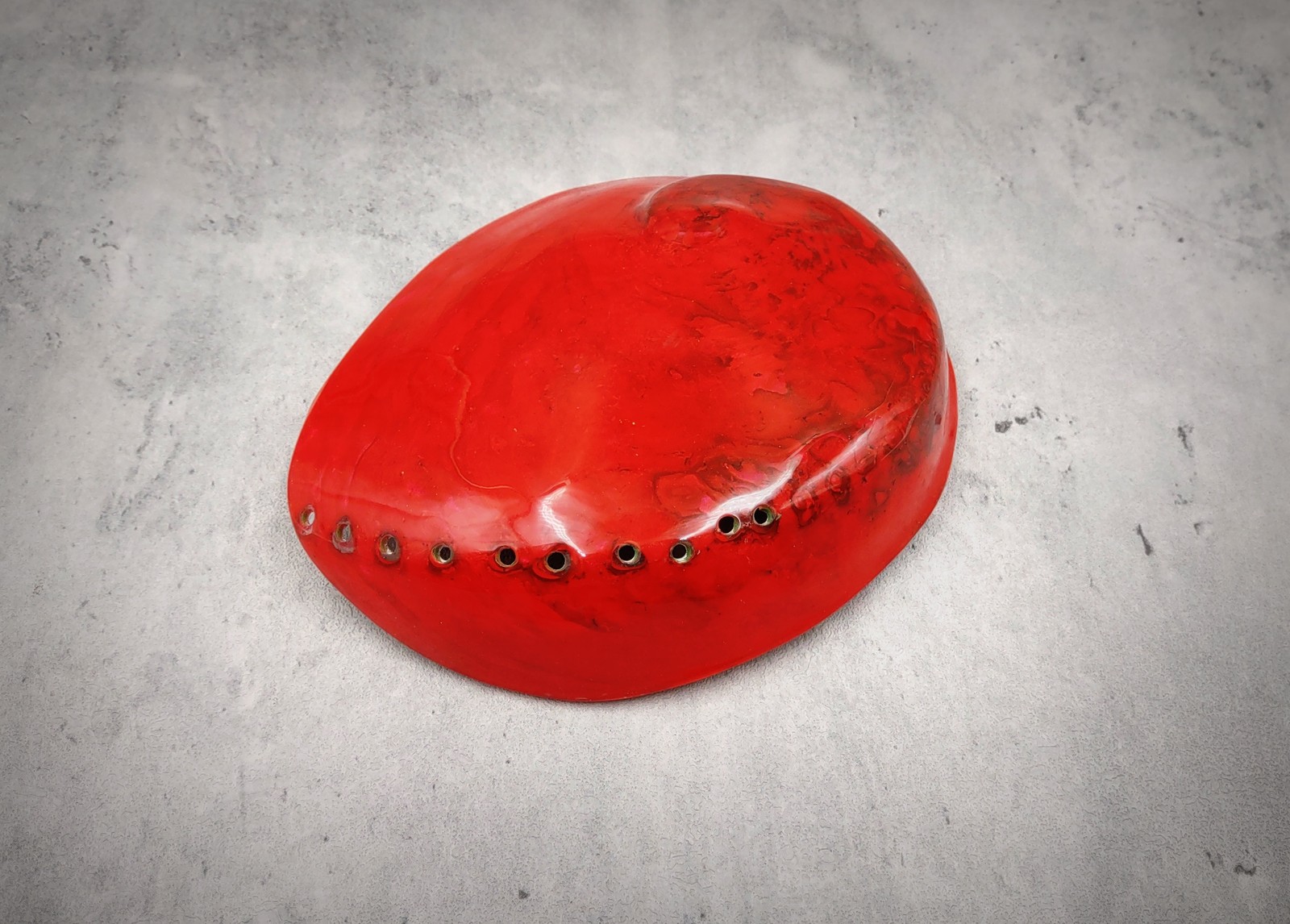 Polished Solid Dyed Red Abalone Seashell (1 shell approx. 5+ inches)