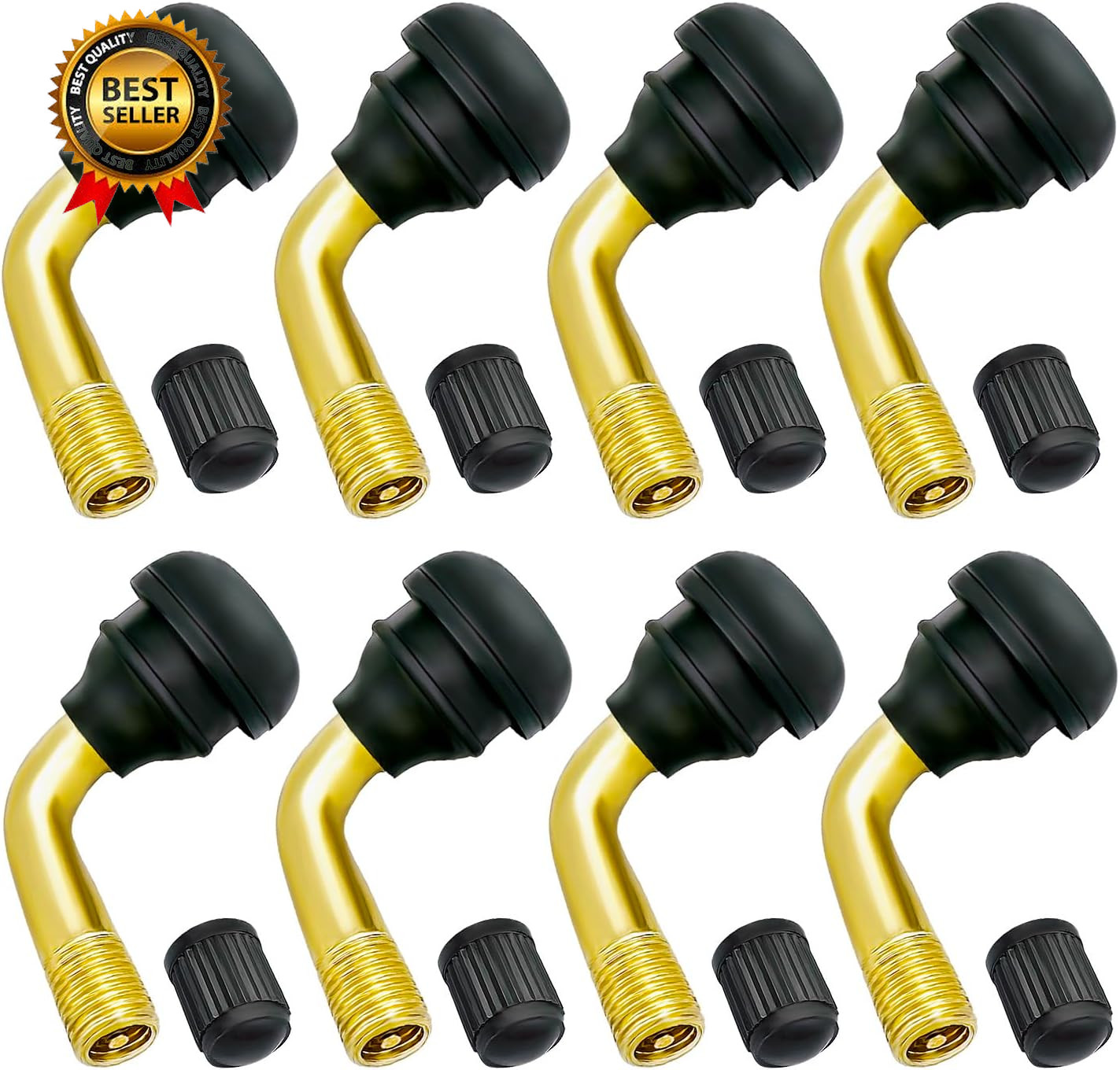 8PCS Tubeless Tire Valve Stem PVR70 Valve Stem Bent 90 Degree Angled Brass...