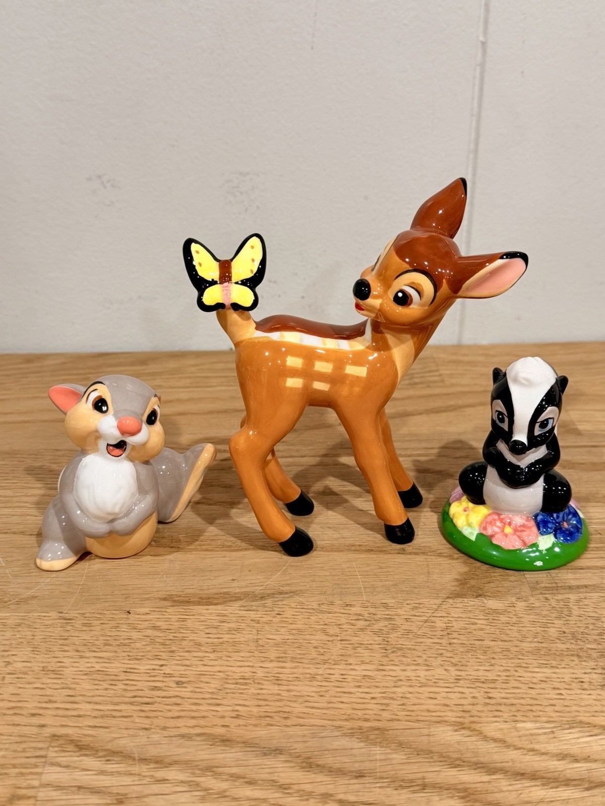 Vintage Disney Parks Bambi, Thumper & Flower Porcelain Ceramic Figurine Set