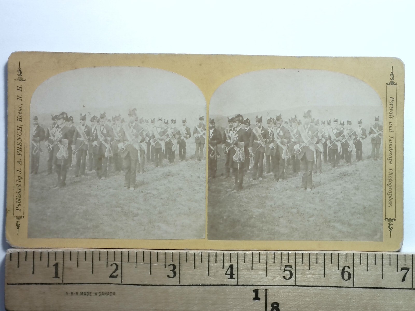 Odd Fellows Picnic Stereoview J.A. French 1872 Montague MA Military Men