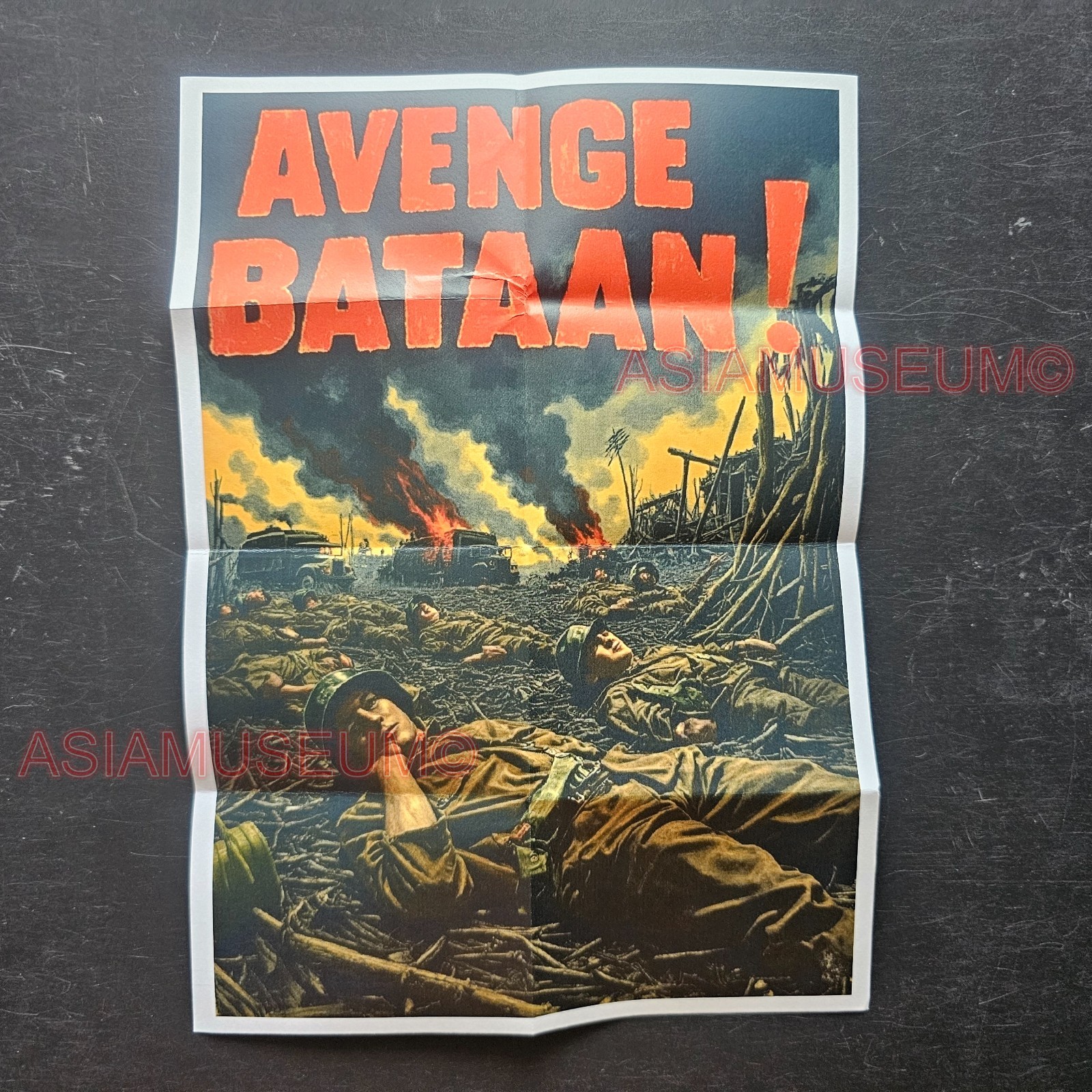 1942 WW2 USA AMERICA AVENGE BATAAN PHILIPPINE PACIFIC WAR PROPAGANDA POSTER K180