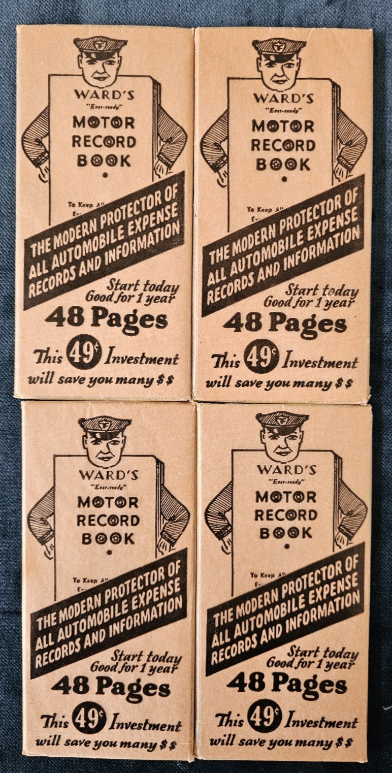 Lot of (4) Vintage Ward's Motor Automobile Record Book 48 Pages New Sealed