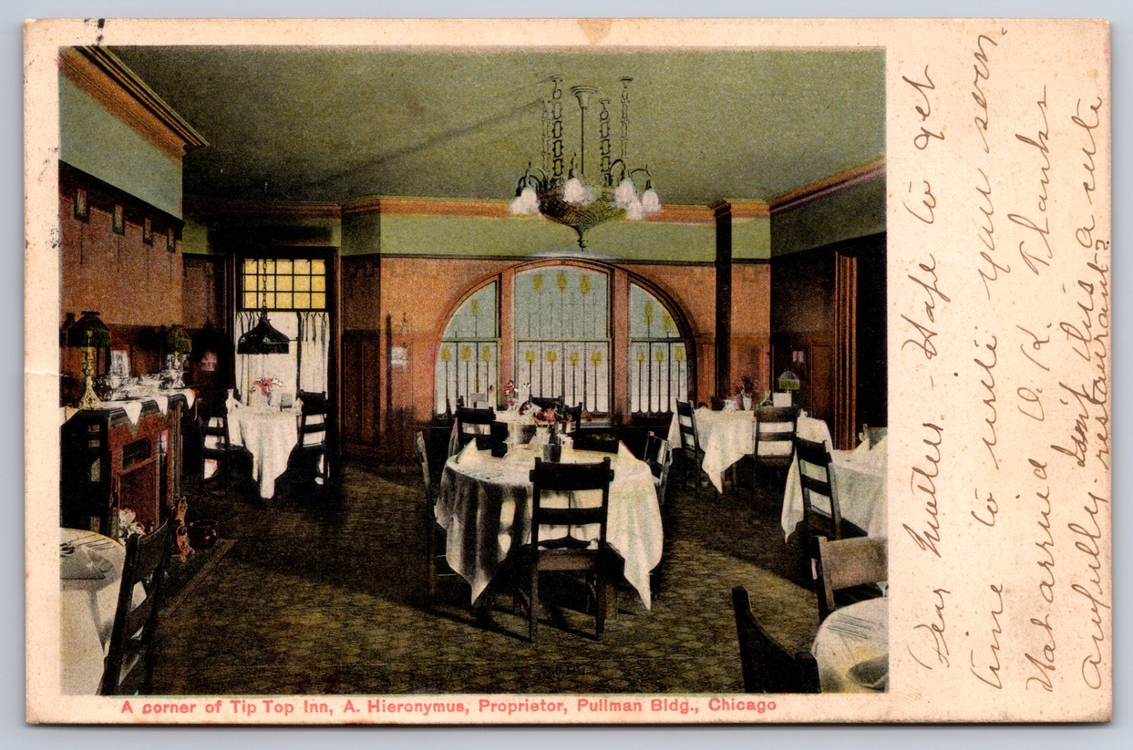 Tip Top Inn Interior A. Hieronymus Proprietor Chicago IL Early 1900s Postcard
