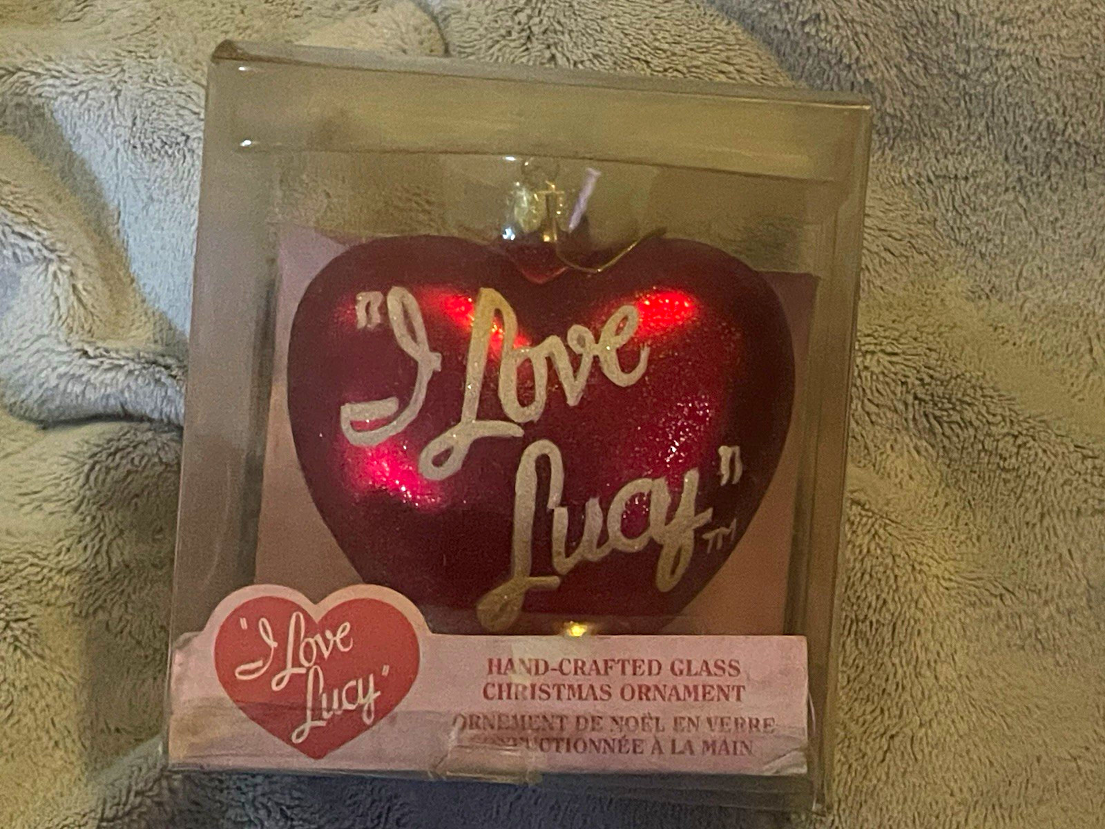 Vintage I Love Lucy Red Heart Hand-Crafted Glass Christmas Ornament NEW