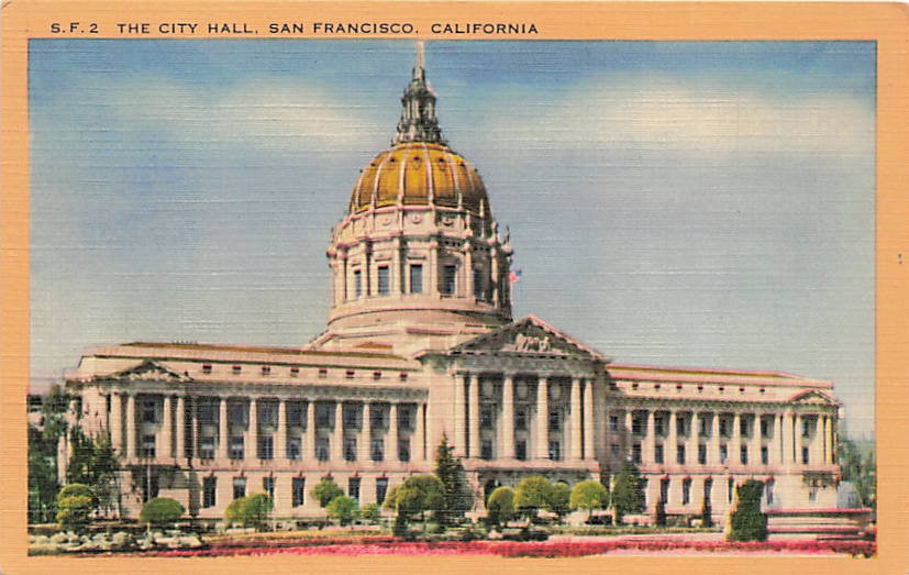 Postcard CA: City Hall, San Francisco, California Linen