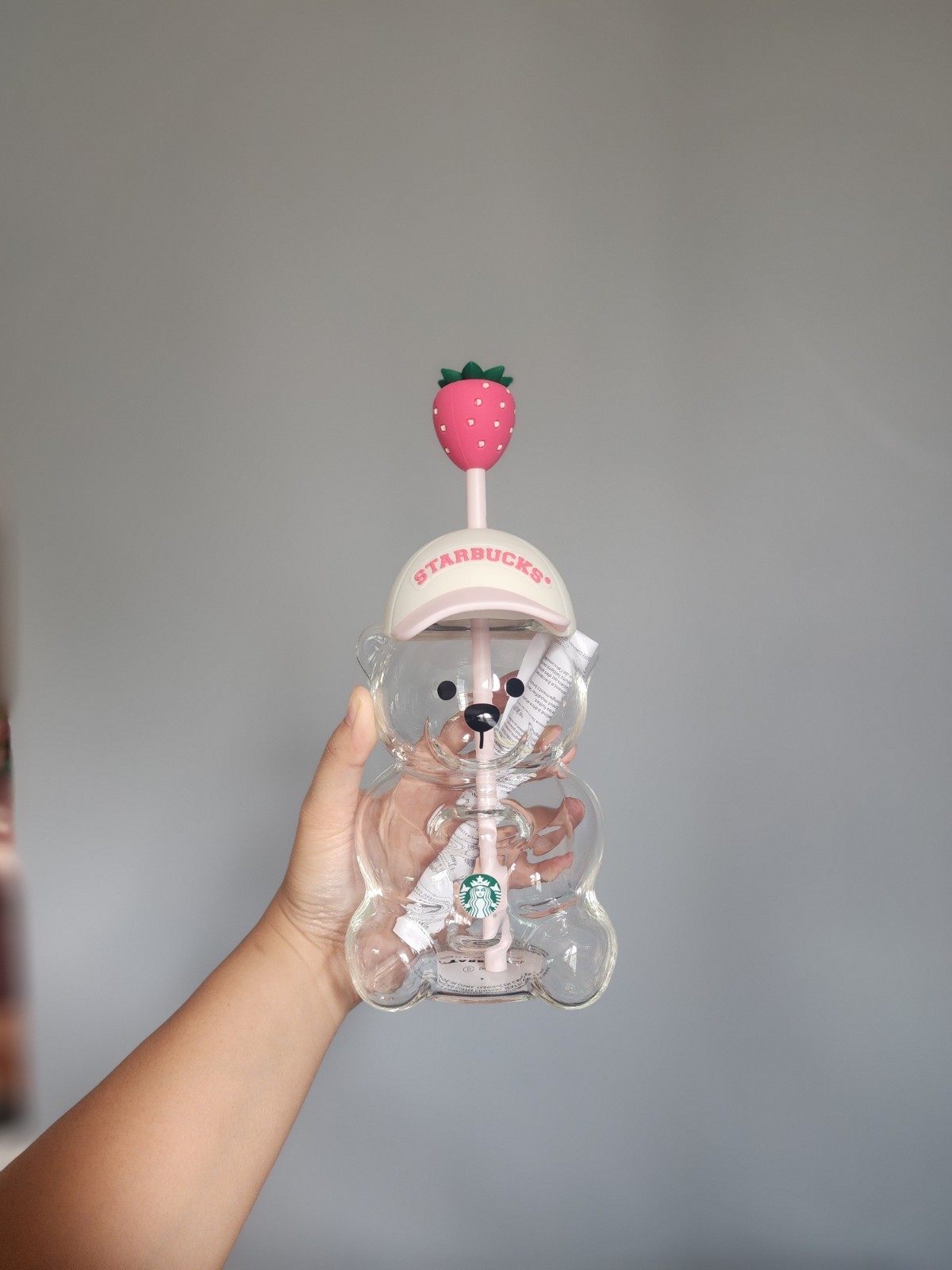 Starbucks Pink Barista Bear Glass Strawberry Cup 2026 100% Authentic SHIP TODAY