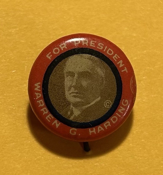 Original 1920 Warren G Harding For President Campaign Pinback Button Red Border 