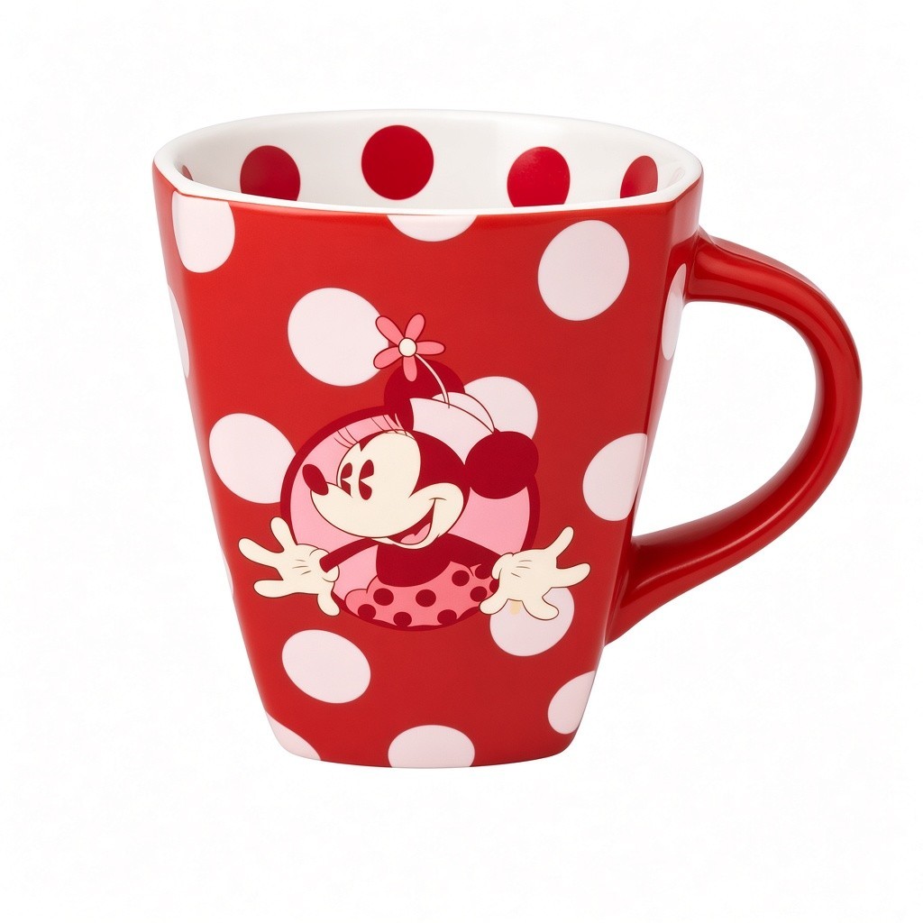 Disney Parks Authentic Minnie Mouse Red White Polka Dot Ceramic Coffee Mug
