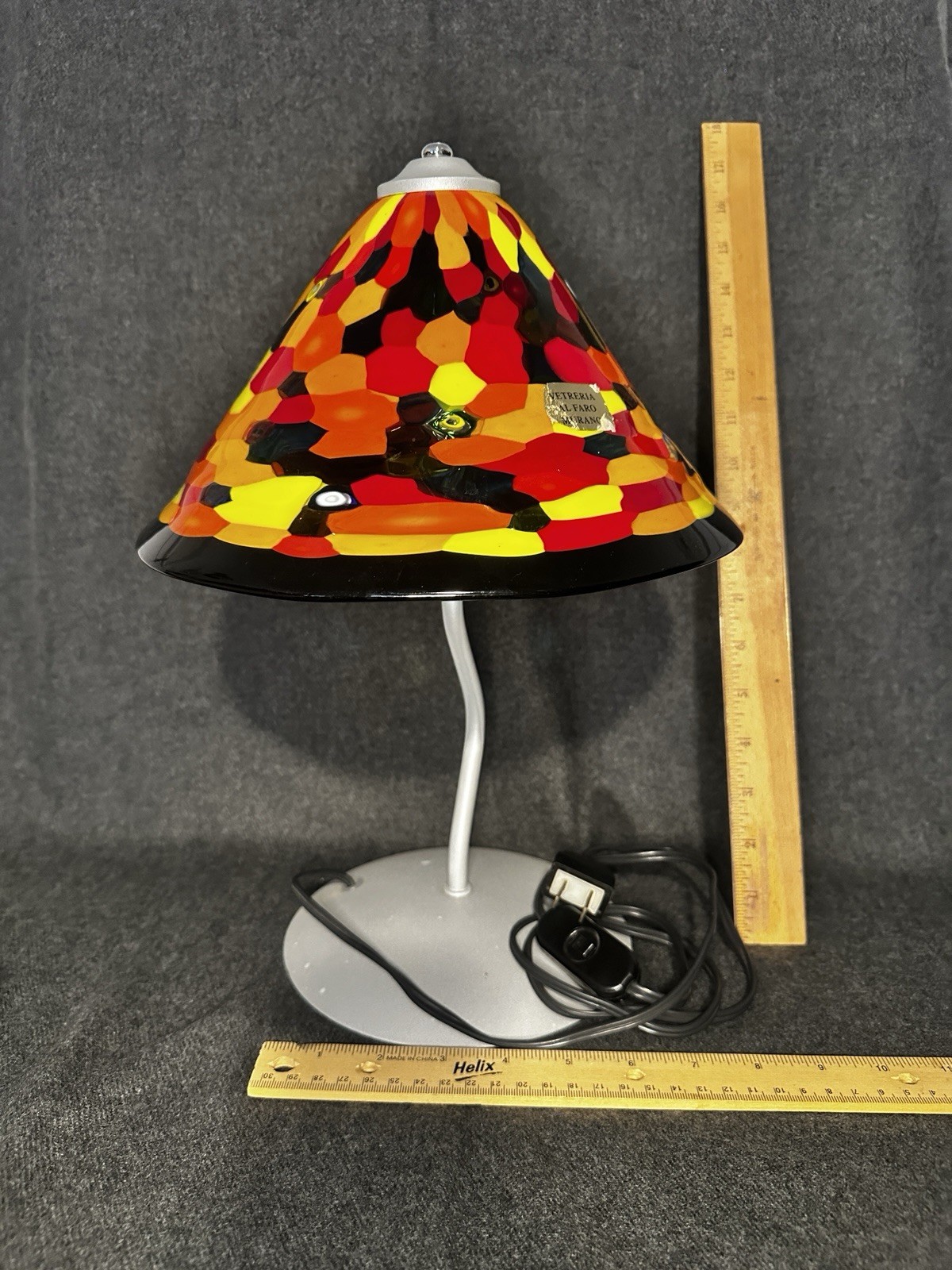 VINTAGE RARE Mid Century Modern Desk Lamp Vetreria AL Faro Murano, Glass Mosiac