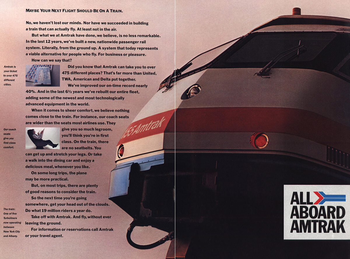 1983 Amtrak: Maybe Your Next Flight Vintage Print Ad 1983 Amtrak: Maybe Your Next Flight Vintage Print Ad