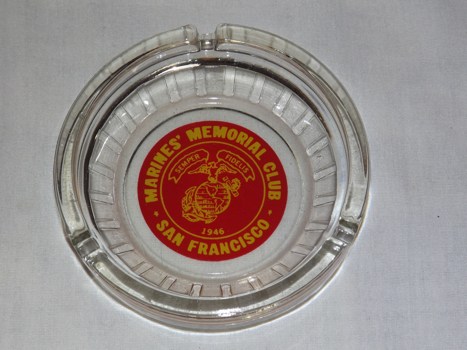 VINTAGE  1946 MARINE\'S MEMORIAL CLUB SAN FRANCISCO SEMPER FIDELIS ASHTRAY