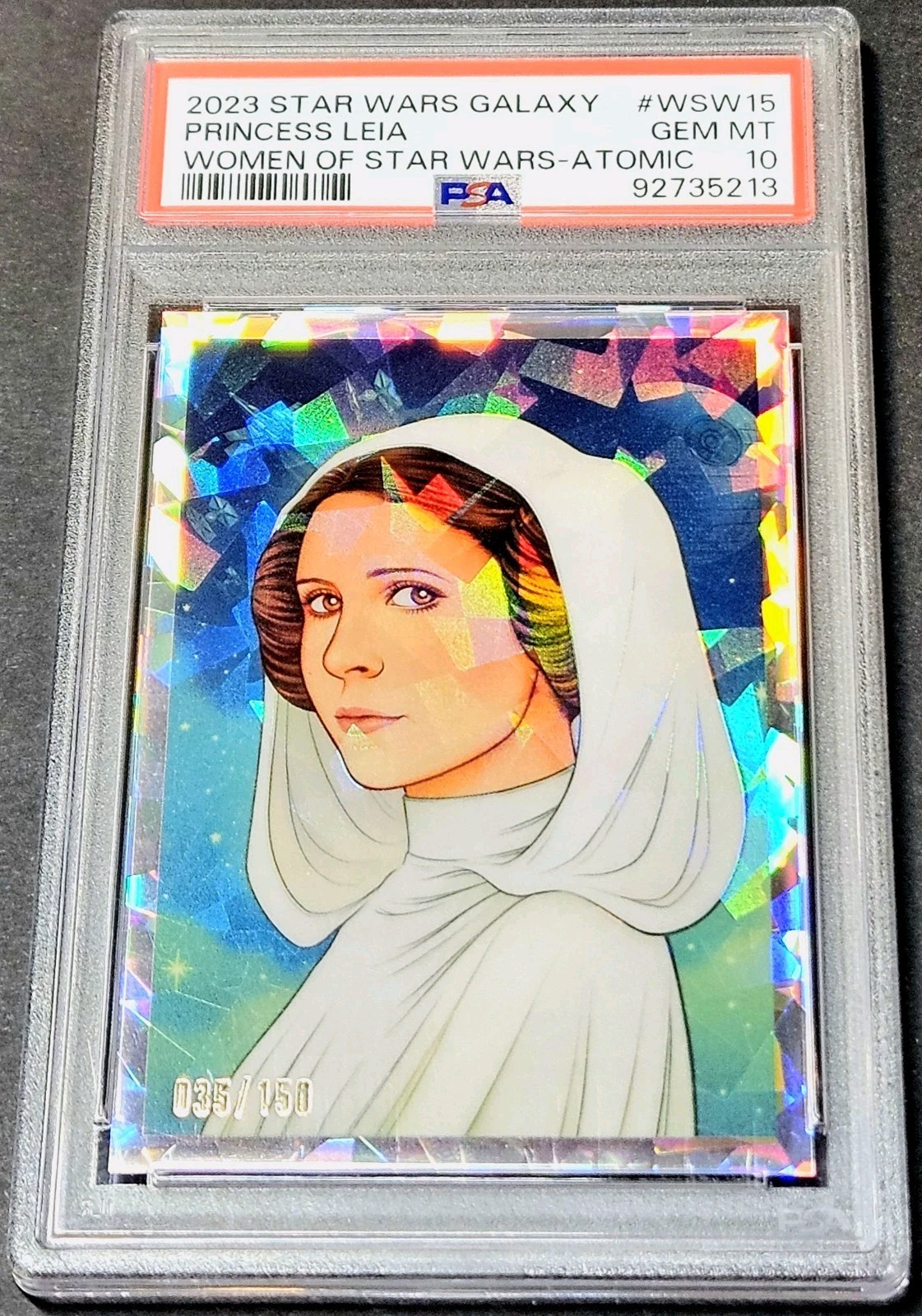2023 Topps Chrome Star Wars Galaxy Atomic /150 Princess Leia PSA 10 Women WSW-15