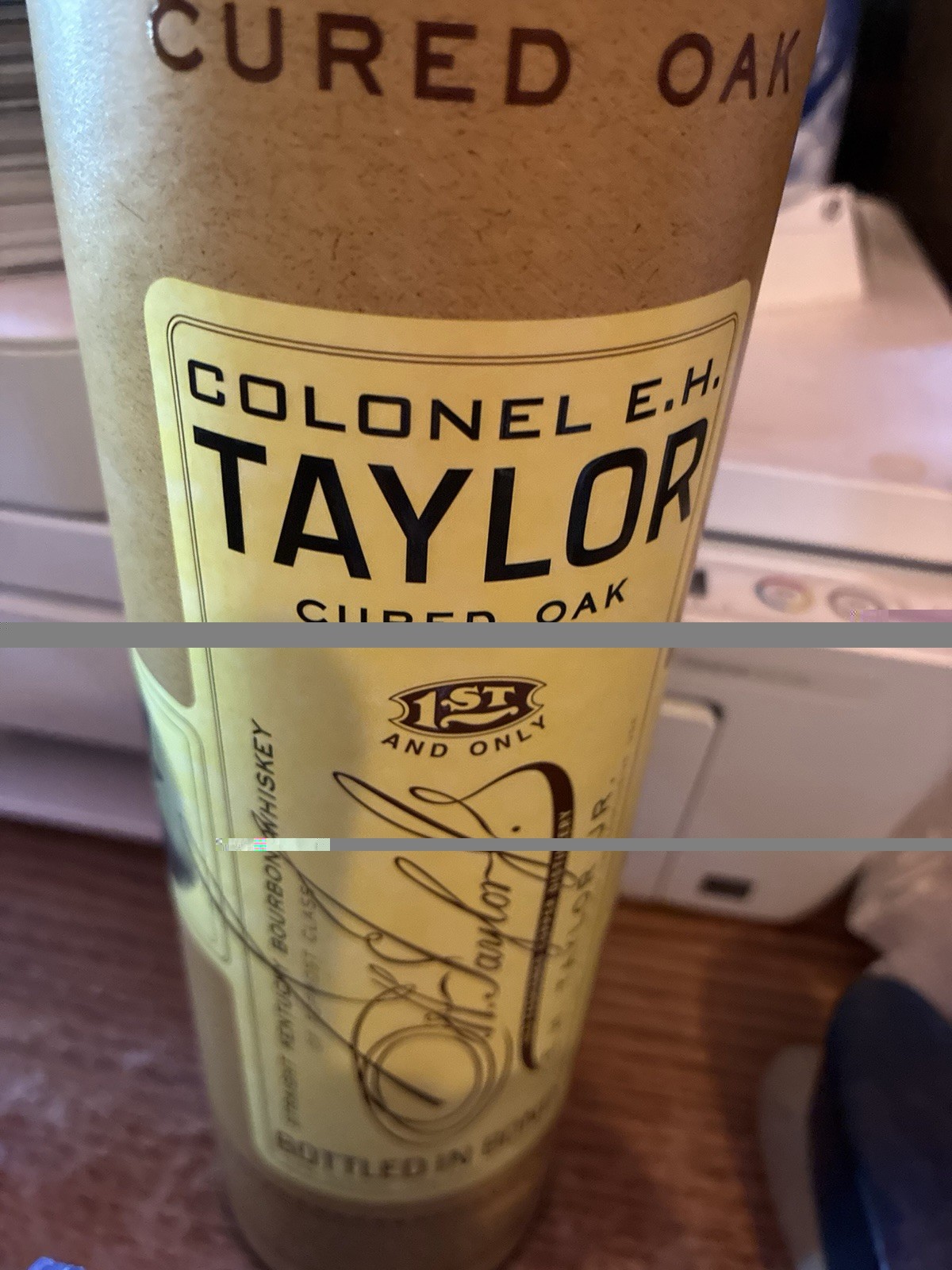 Colonel E.H. Taylor  Cured Oak Empty Bottle & Tube Rare - Excellent Condition 