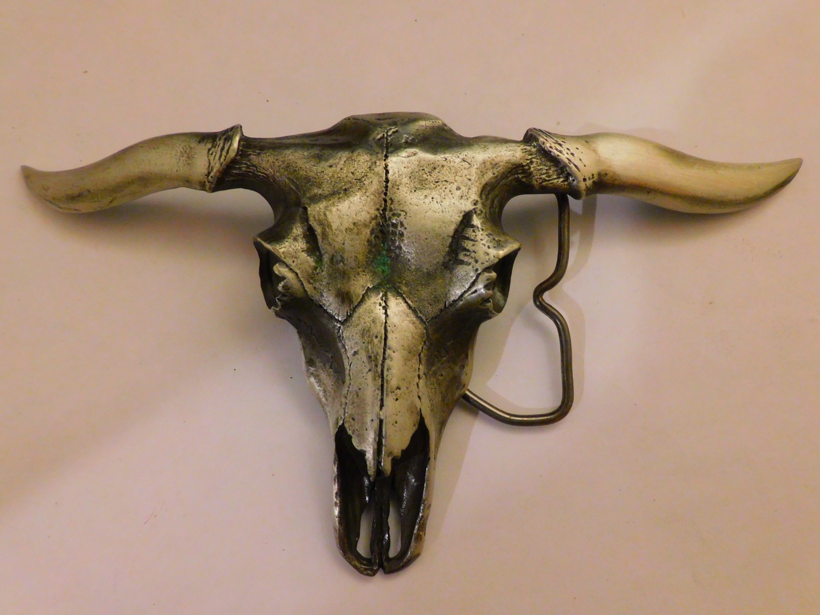 Cool Vintage 1977 Vinegarroon Foundries Longhorn Skull Belt Buckle Fine Pewter