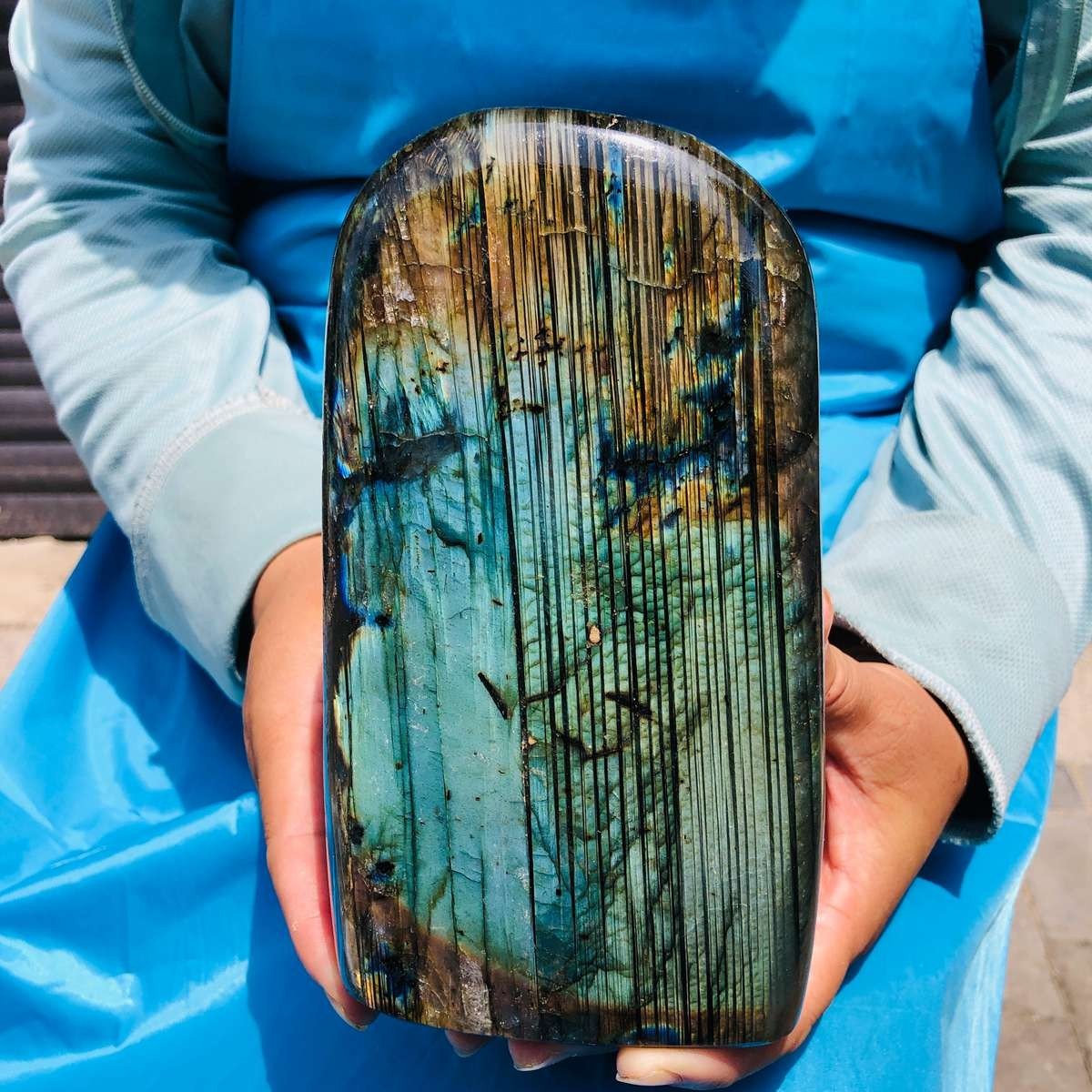 5.39LB Natural Labradorite Quartz Crystal Freeform Mineral Specimen Reiki Heals