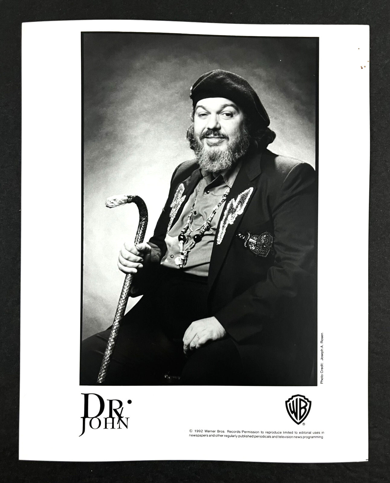 1992 Dr John New Orleans Voodoo Jazz Blues Pianist Musician Vintage Press Photo