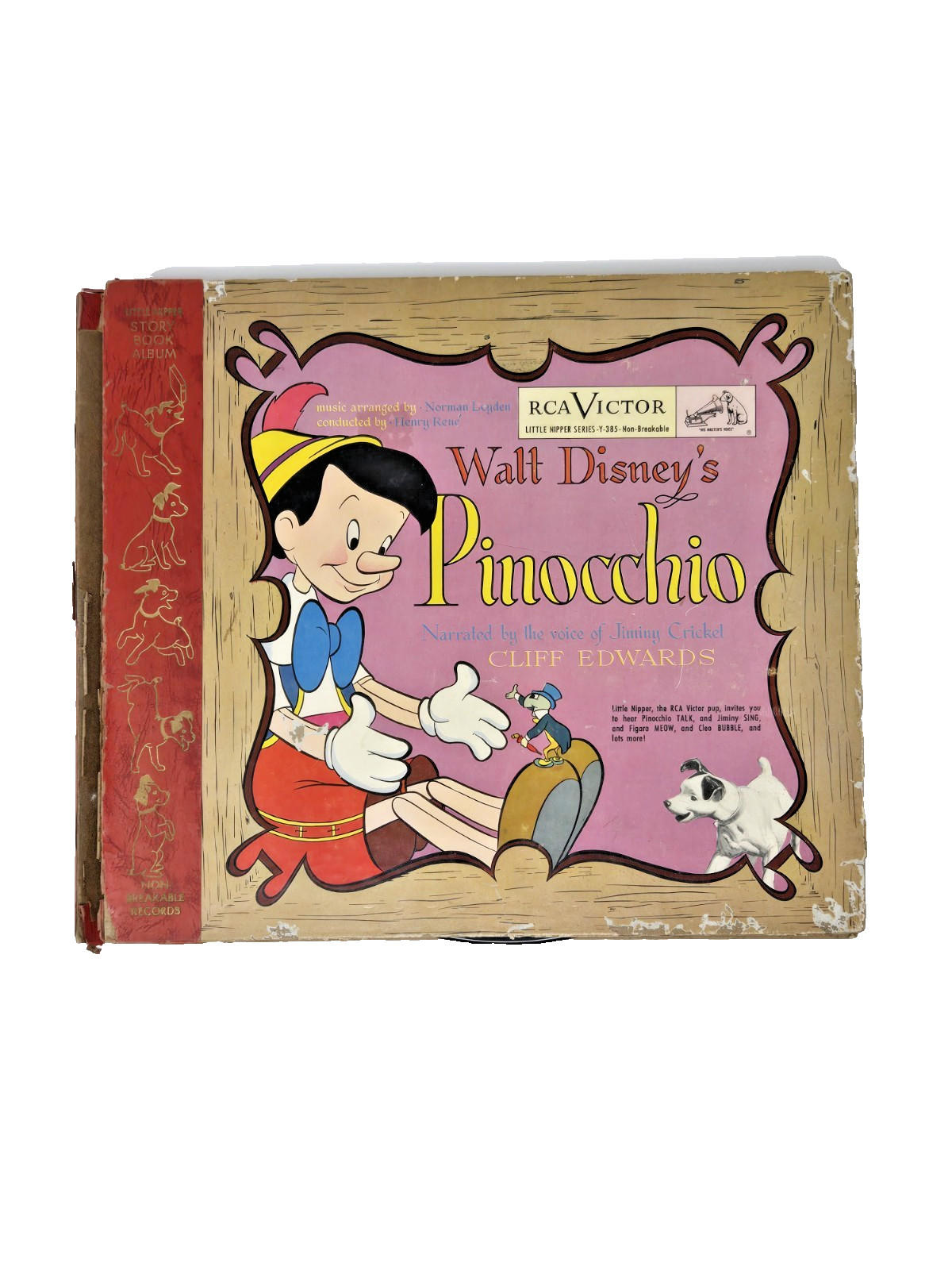 Vintage Walt Disney’s Pinocchio RCA Victor Story Book & Record Album Y-385 Cliff