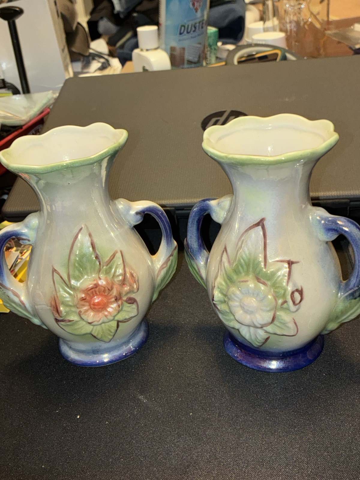 Vintage Double Handled Lusterware Ceramic Vase From Brazil. Pair Or 2. 