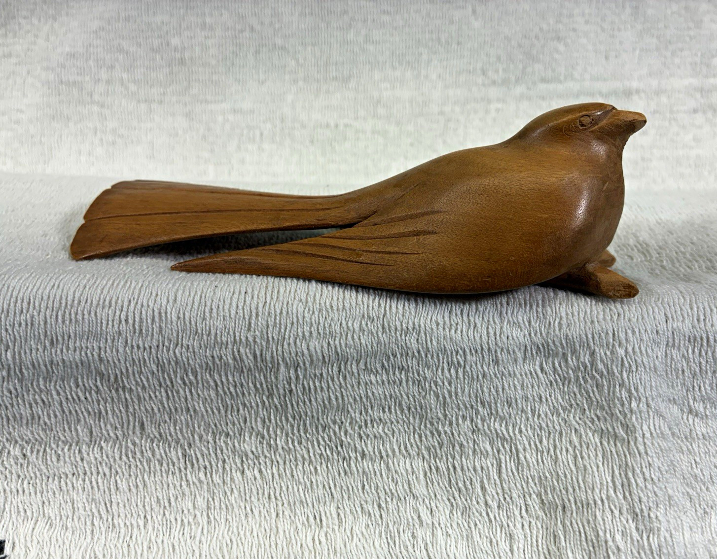 Vintage Hand Carved Wood Long Tail Bird Sculpture Figurine Folk art 