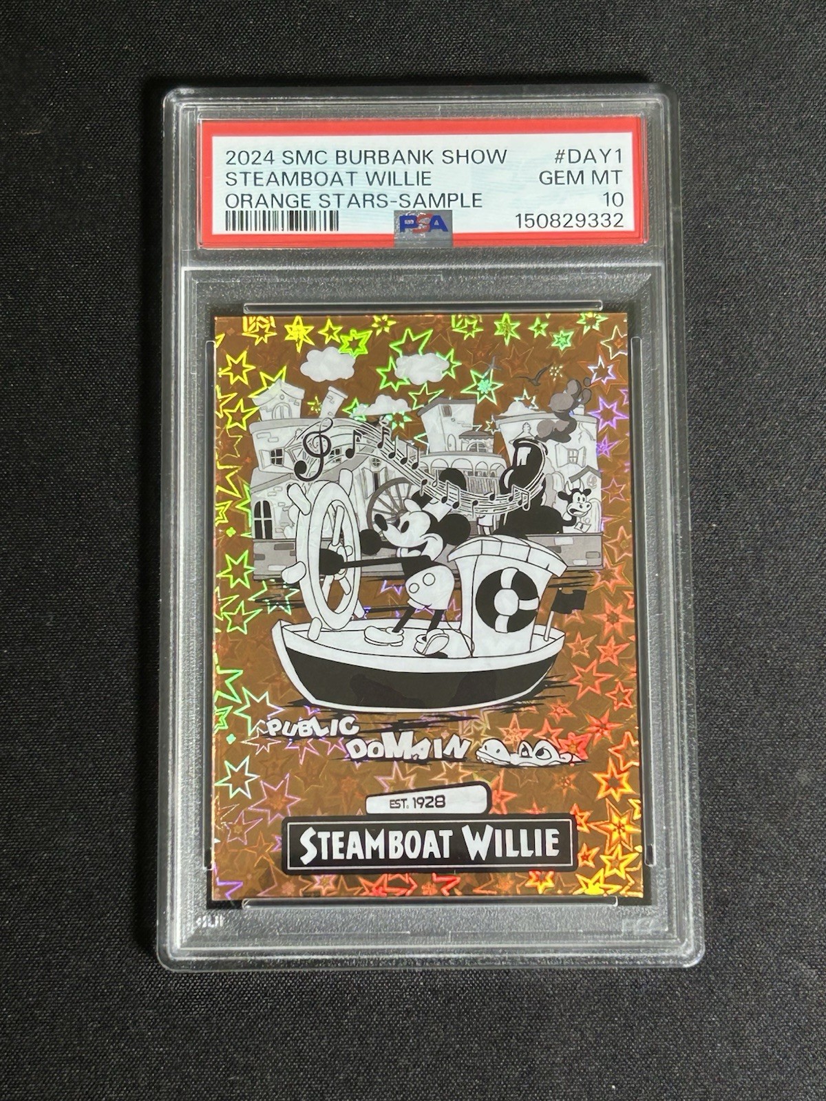 2024 SMC Steamboat Willie Burbank Card Show Excl. Orange Stars Sample - PSA 10