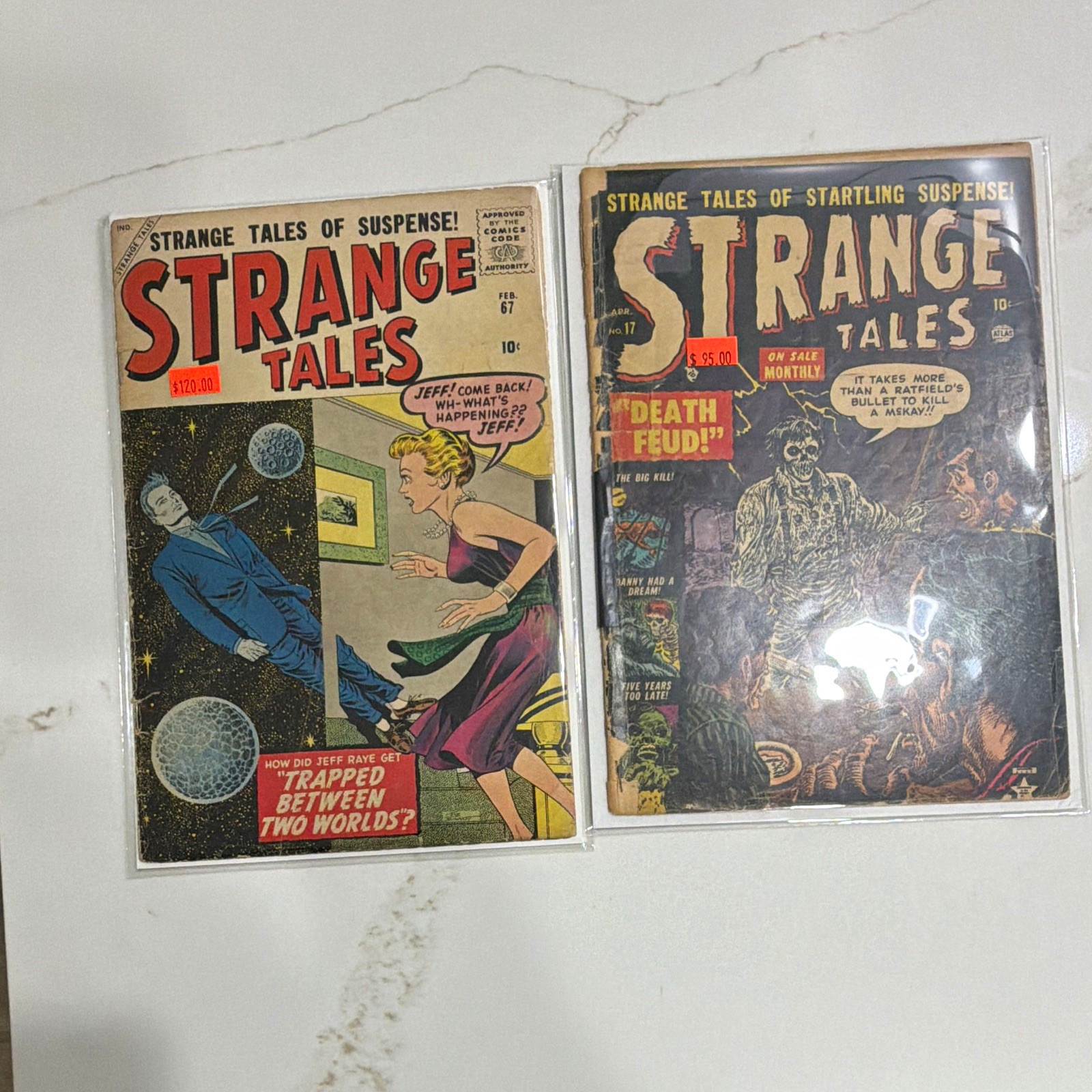 Atlas Strange Tales comic book lot of 2 issues Feb 1967 & No. 17 silver age