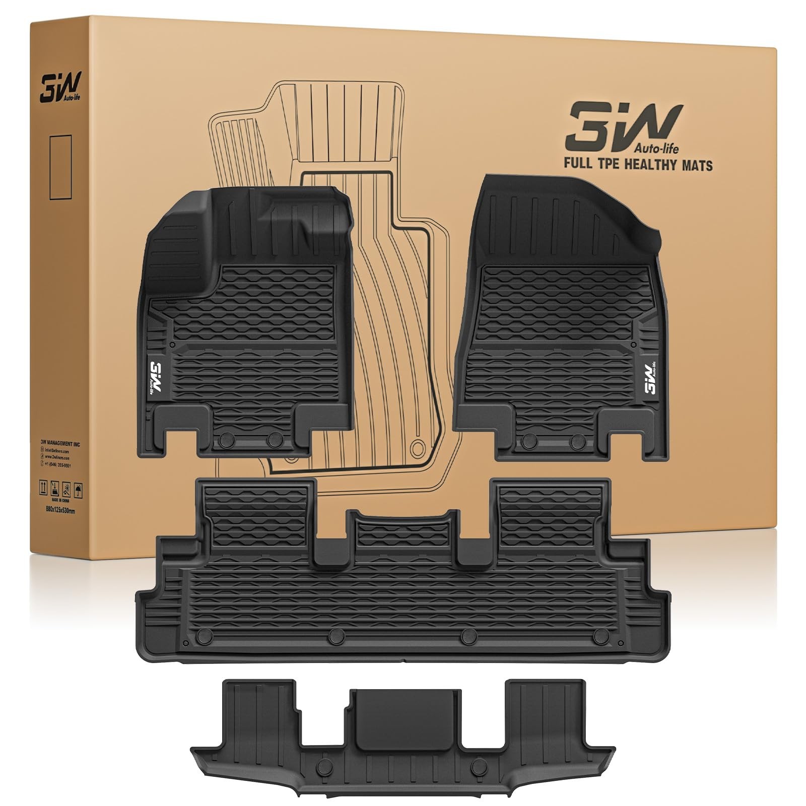 3W Floor Mats Set for Nissan Pathfinder 7seats & Infiniti QX60 6seats