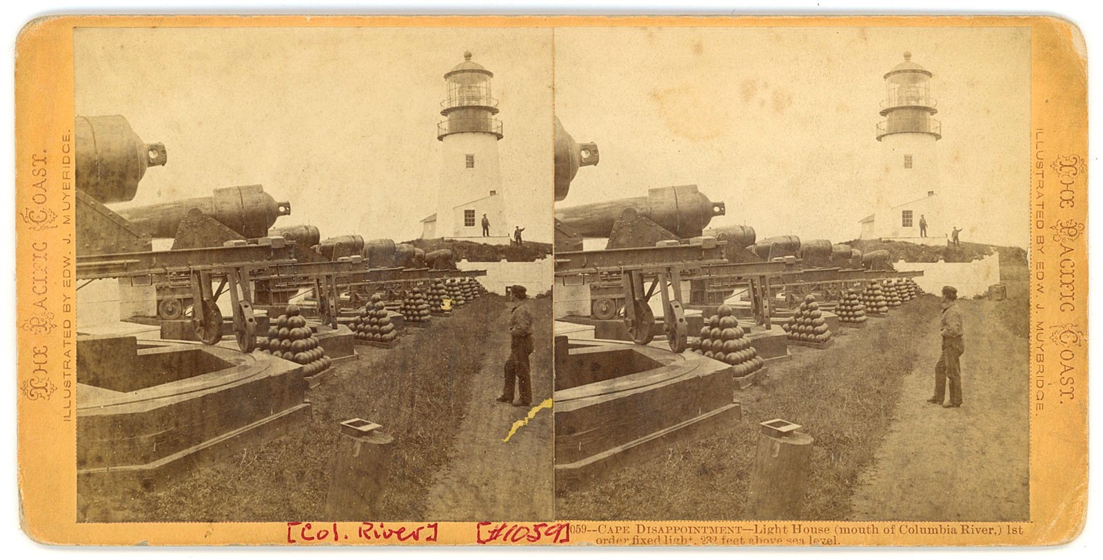 WASHINGTON STEREOVIEW - Cape Disappointment Lighthouse - EJ Muybridge 1870s