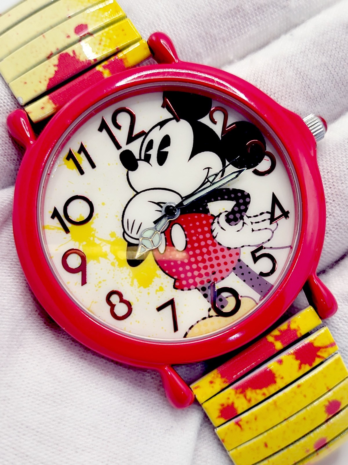 Rare [N. MINT] 43mm Disney Mickey Enamel Women's Watch New Battery 