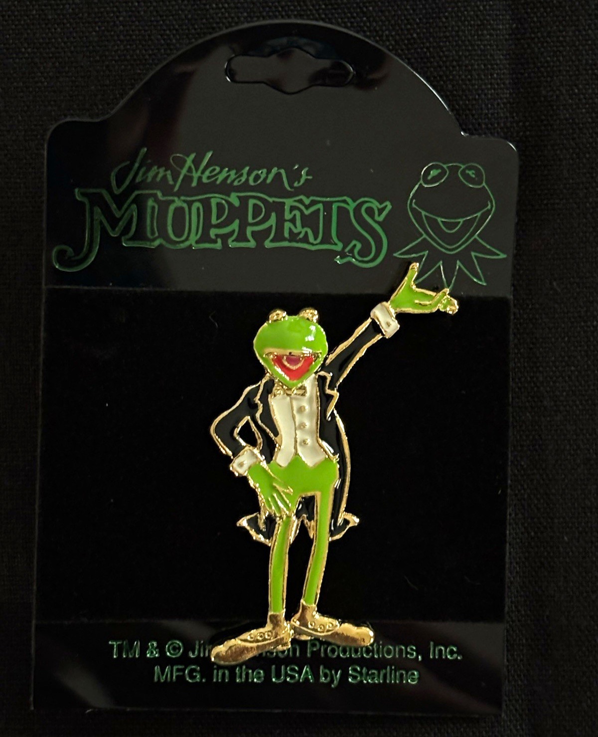 Vintage 1994 Muppets Tuxedo Kermit The Frog Enamel Pin Starline Jim Henson MOC