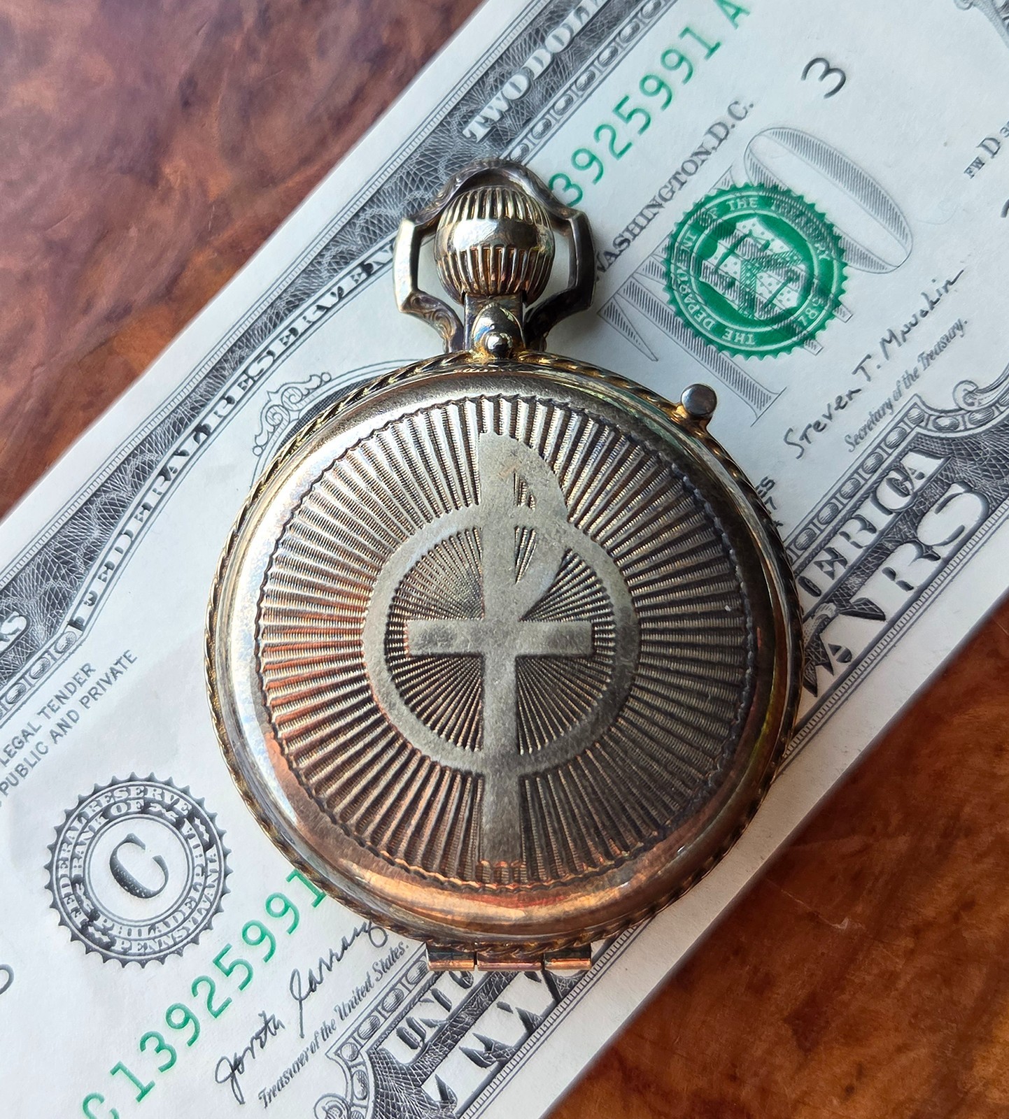 Antique SWIFT & FISHER Sterling Silver Pyx Pocket Watch Style-Catholic Cross-SF