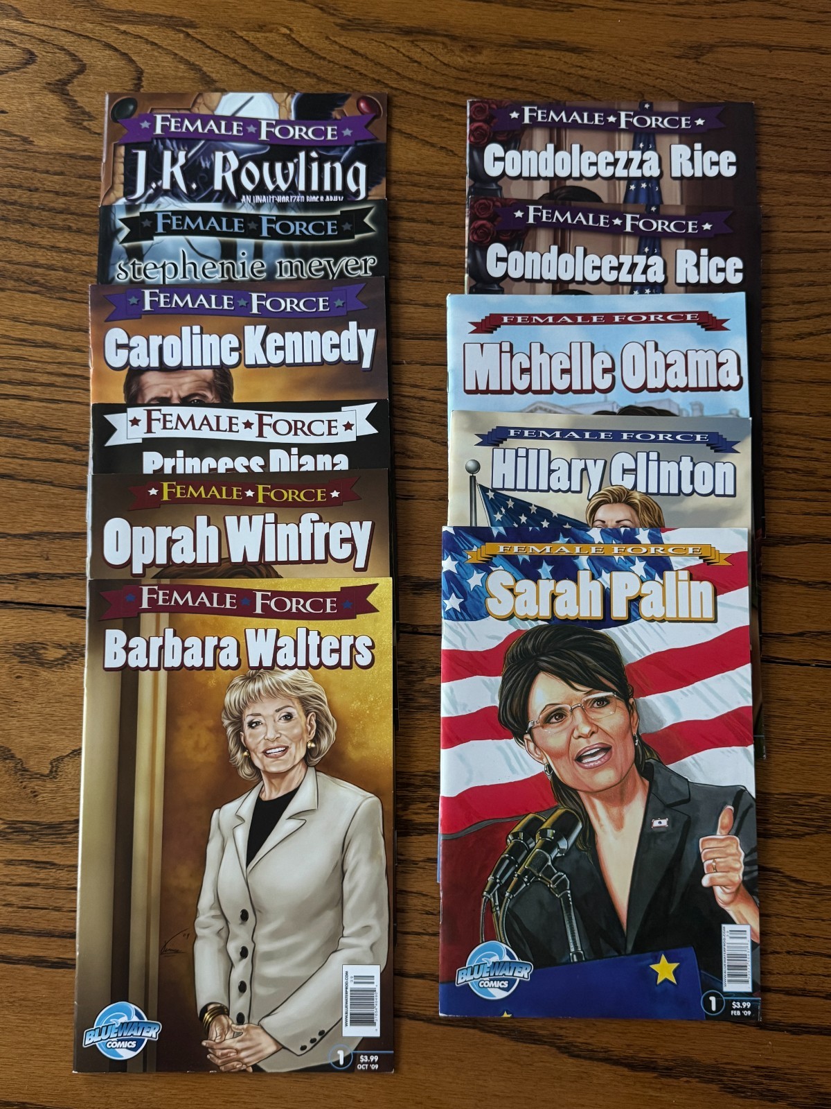 11 FEMALE FORCE Comics Oprah-Barbara-Diana-Kennedy-Rice-Clinton-Obama-Palin-Rowl