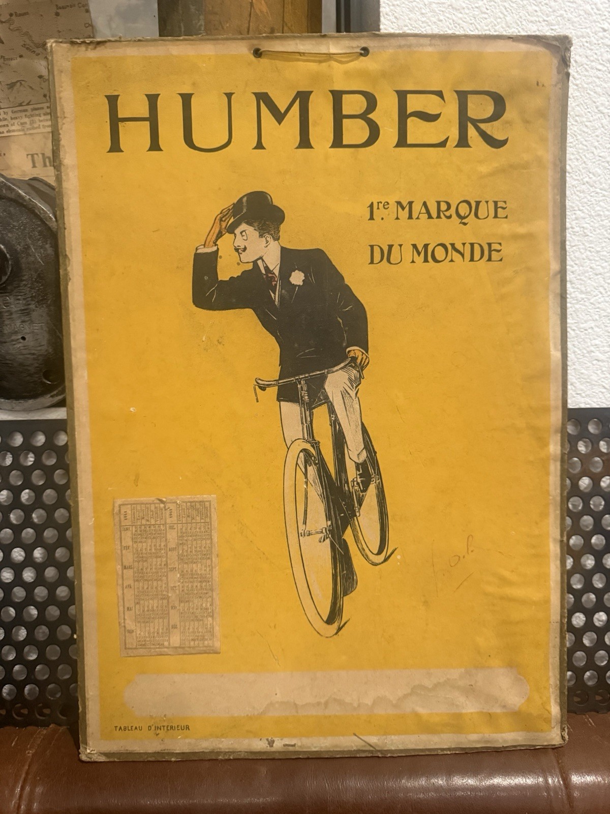 Antique 1911 Humber Bicycle Advertising Calendar Sign French Cycles  