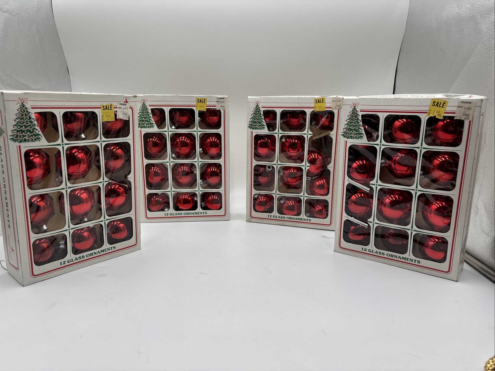 48Vintage Red Glass Christmas Tree Balls/Ornaments Essex Franke Company USA