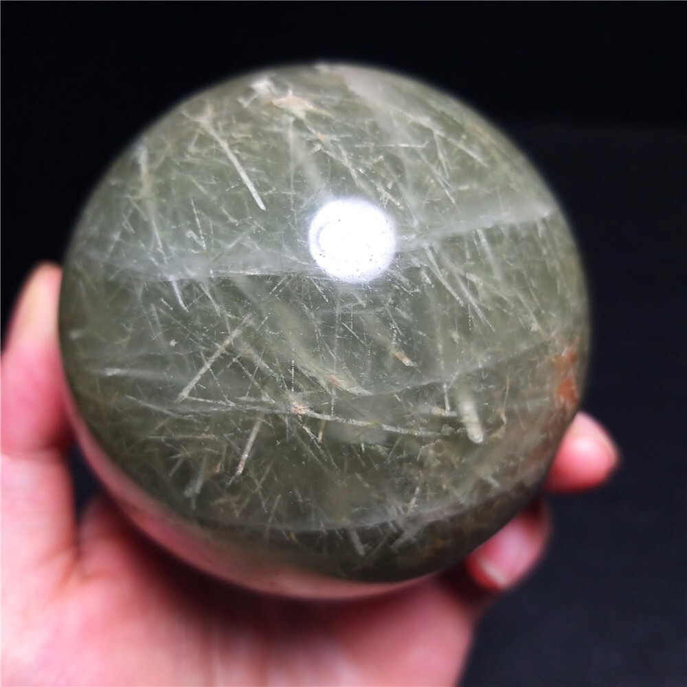TOP 479G Natural Green Brazilian Tourmaline Quartz Sphere Ball Healing Z157