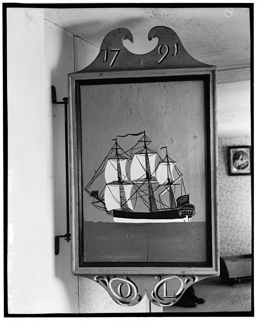 Machias Maine Burnham Tavern 1937 Double Sign Ship Painting Stair Landing