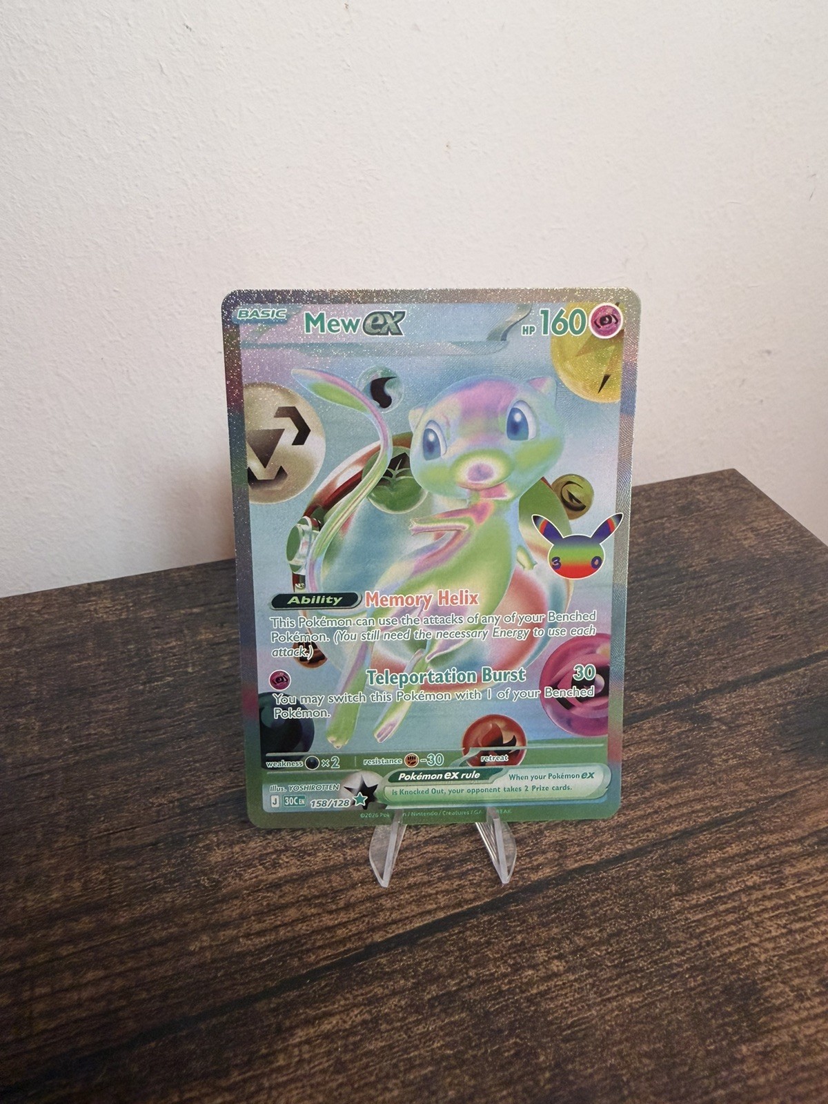 Mew Ex 158/128 Futuristic Rare 30th Anniversary Pokemon Card