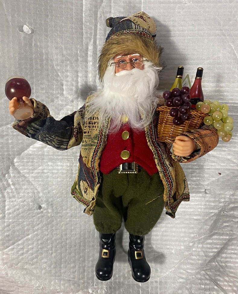 Santa\'s Workshop Figurine-Fruit Basket & goblet-Approx 15-16” depending on pose