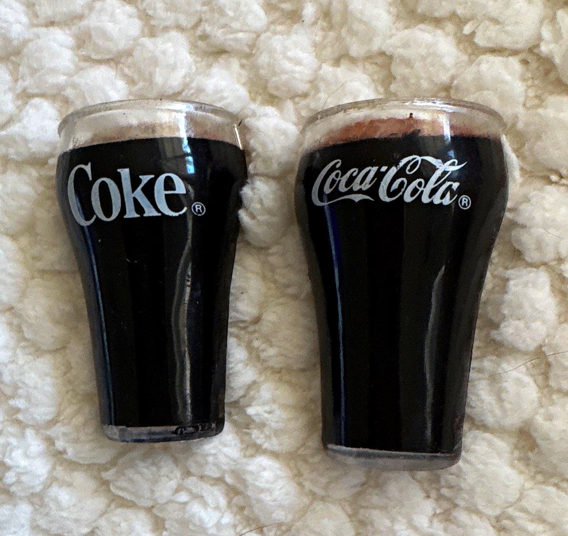 Coca-Cola 1993 Soda Theme Advertising Glass Magnets Set of 2 Black/White