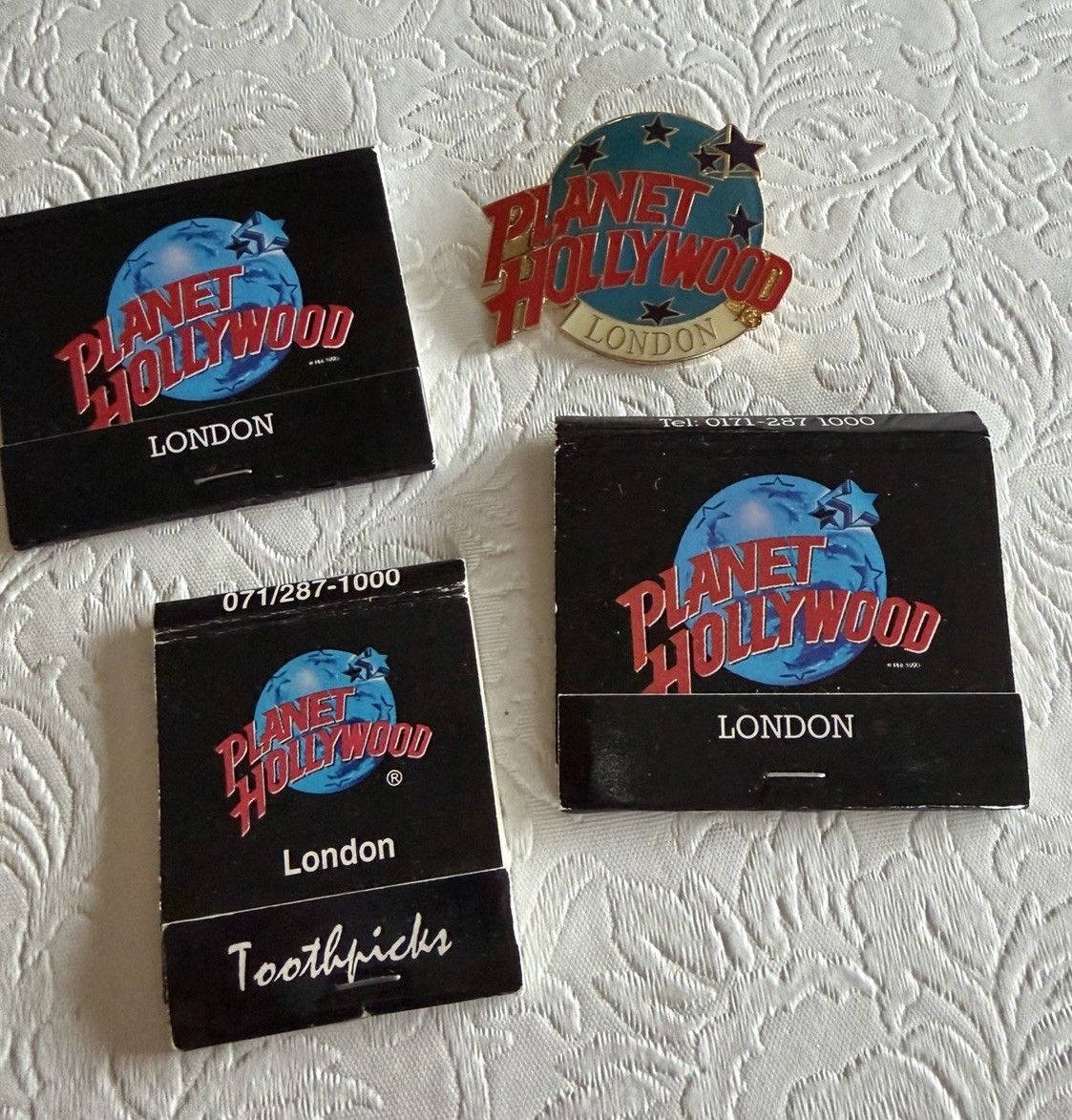 Vintage Planet Hollywood London Enamel Pins Matchbooks Toothpick Souvenir Lot 5