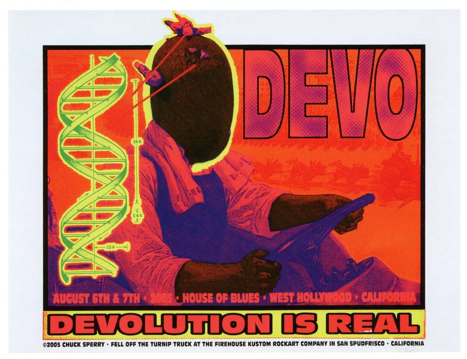Chuck Sperry Devo 8/6/2005 West Hollywood, California Official Mini Print Poster