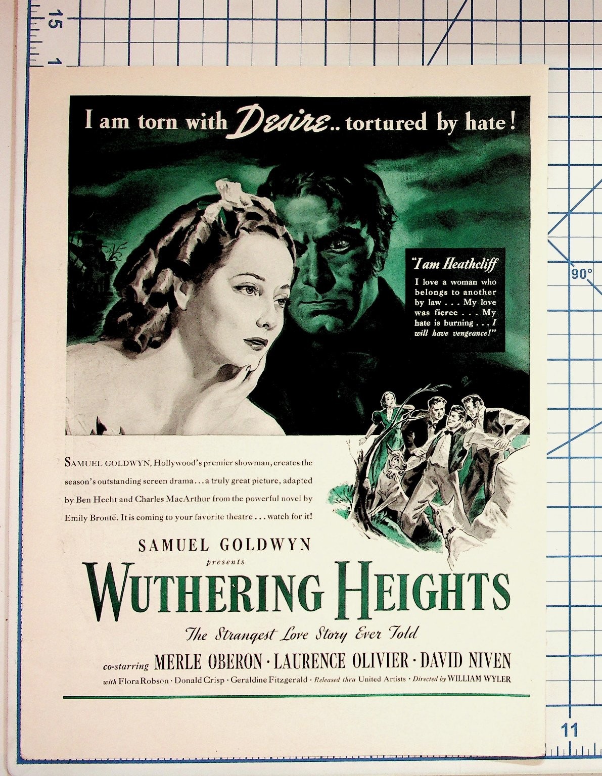 Wuthering Heights 1939 Movie Ad Laurence Olivier Merle Oberon Samuel Goldwyn