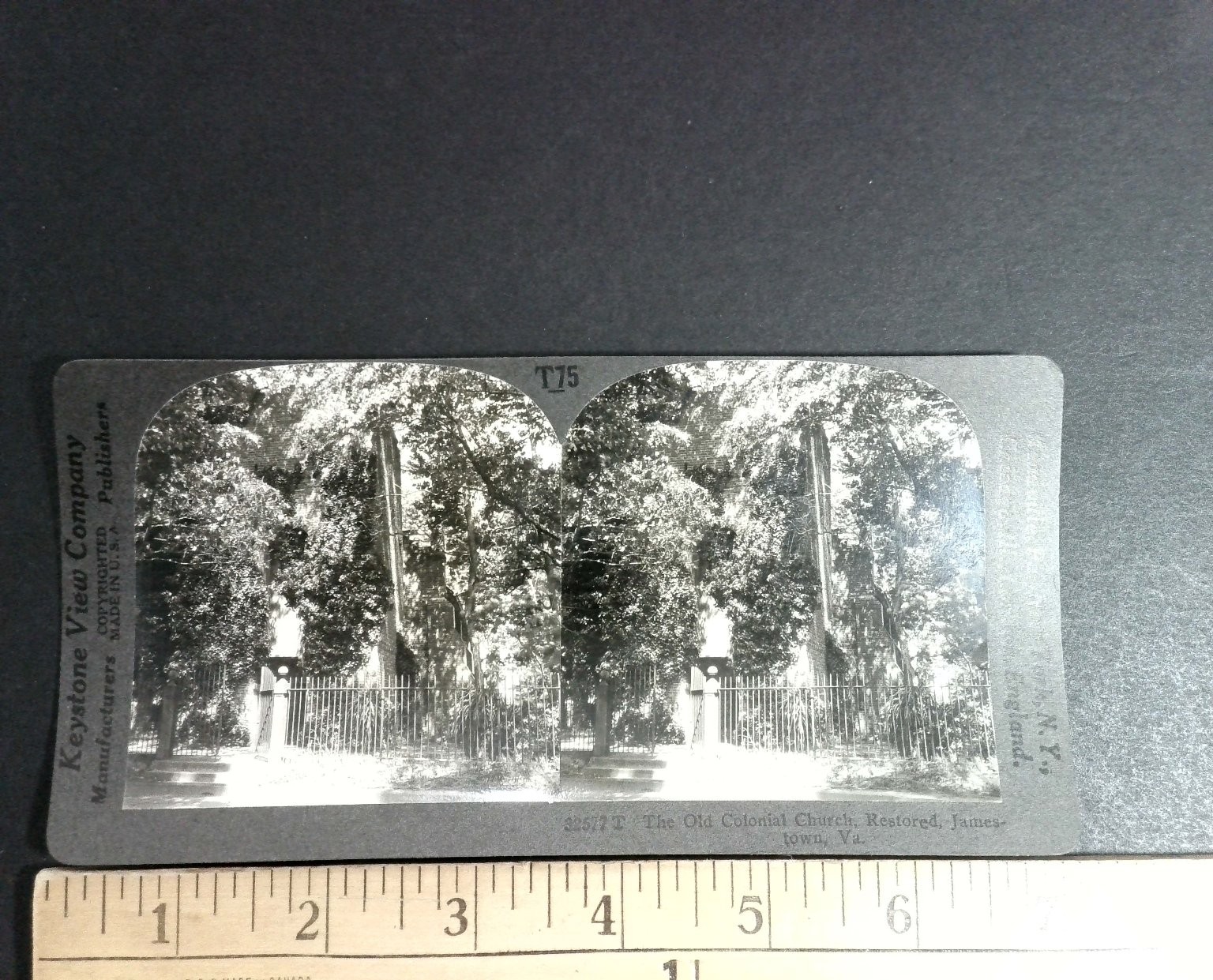 Jamestown Virginia Old Colonial Church Stereoview Keystone View Co. T75 Curved