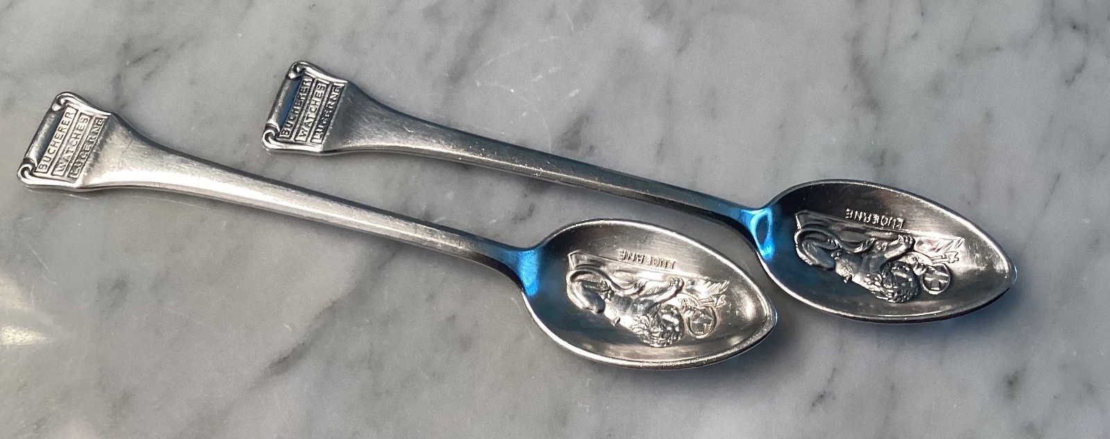 2 Rolex Bucherer Watches Lucerne B100 Vintage Souvenir Spoons Collecrable