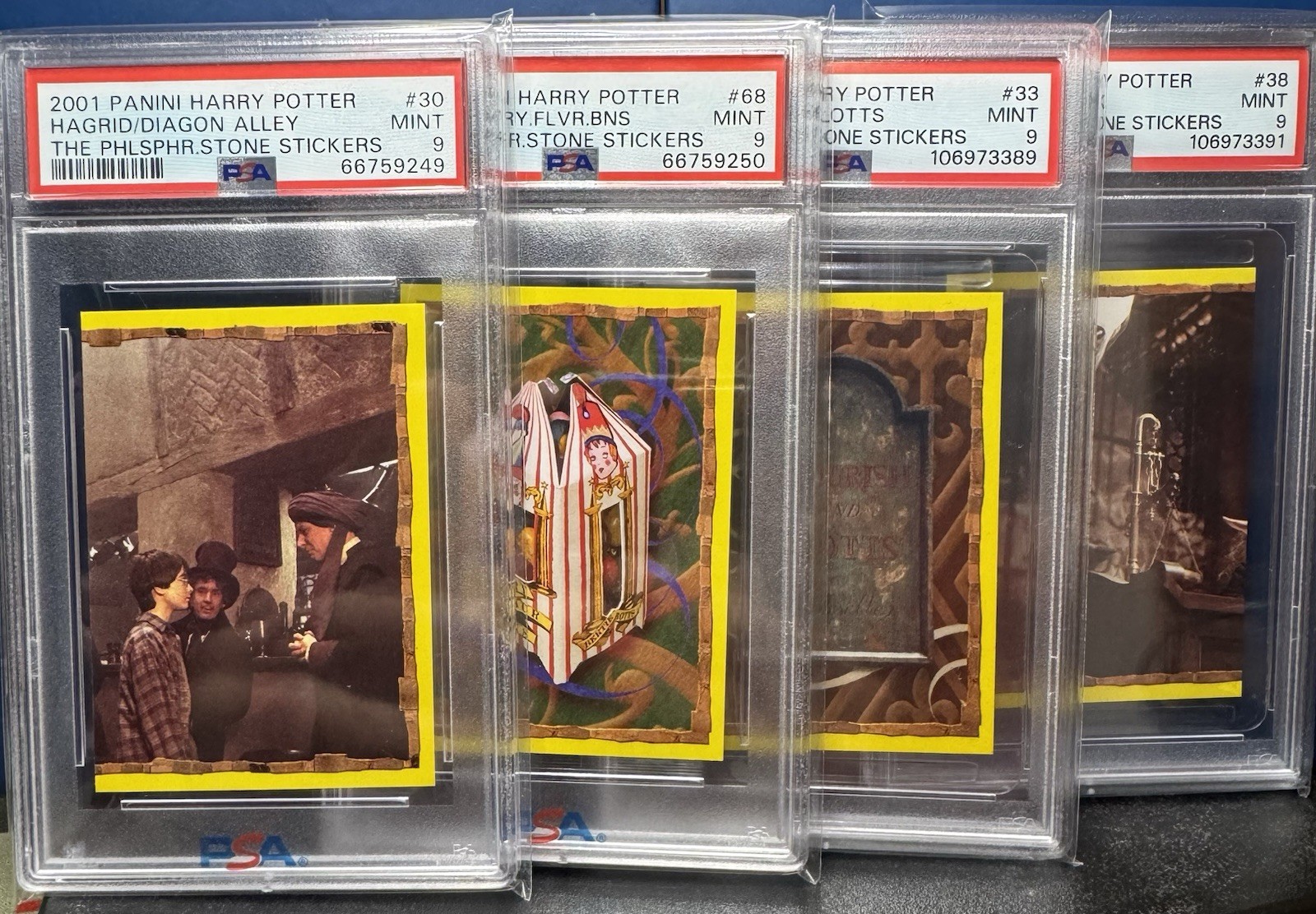 2001 Panini Harry Potter & Philosopher’s Stone Sticker 30 33 38 68 PSA 9