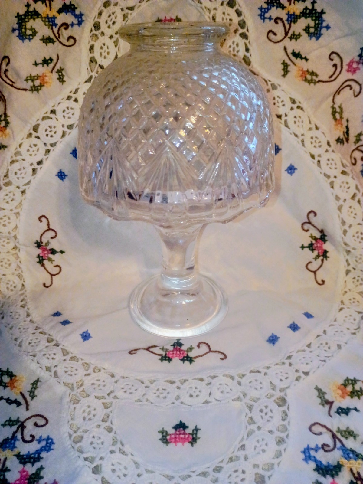 Vintage~ Partylite~Tealight Fairy Lamp~Clearview Pineapple Diamond Design