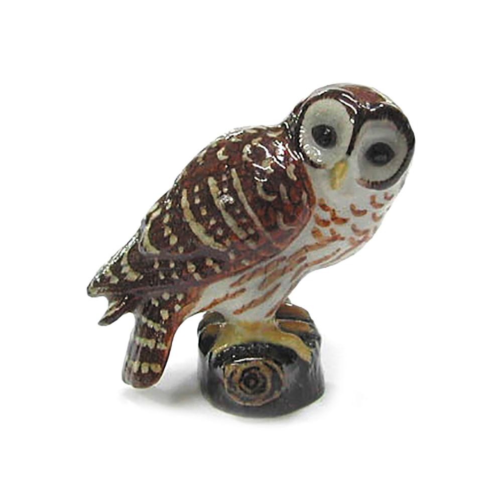 Northern Rose Owl - Barred Owl Decorative - Miniature Porcelain Figurine