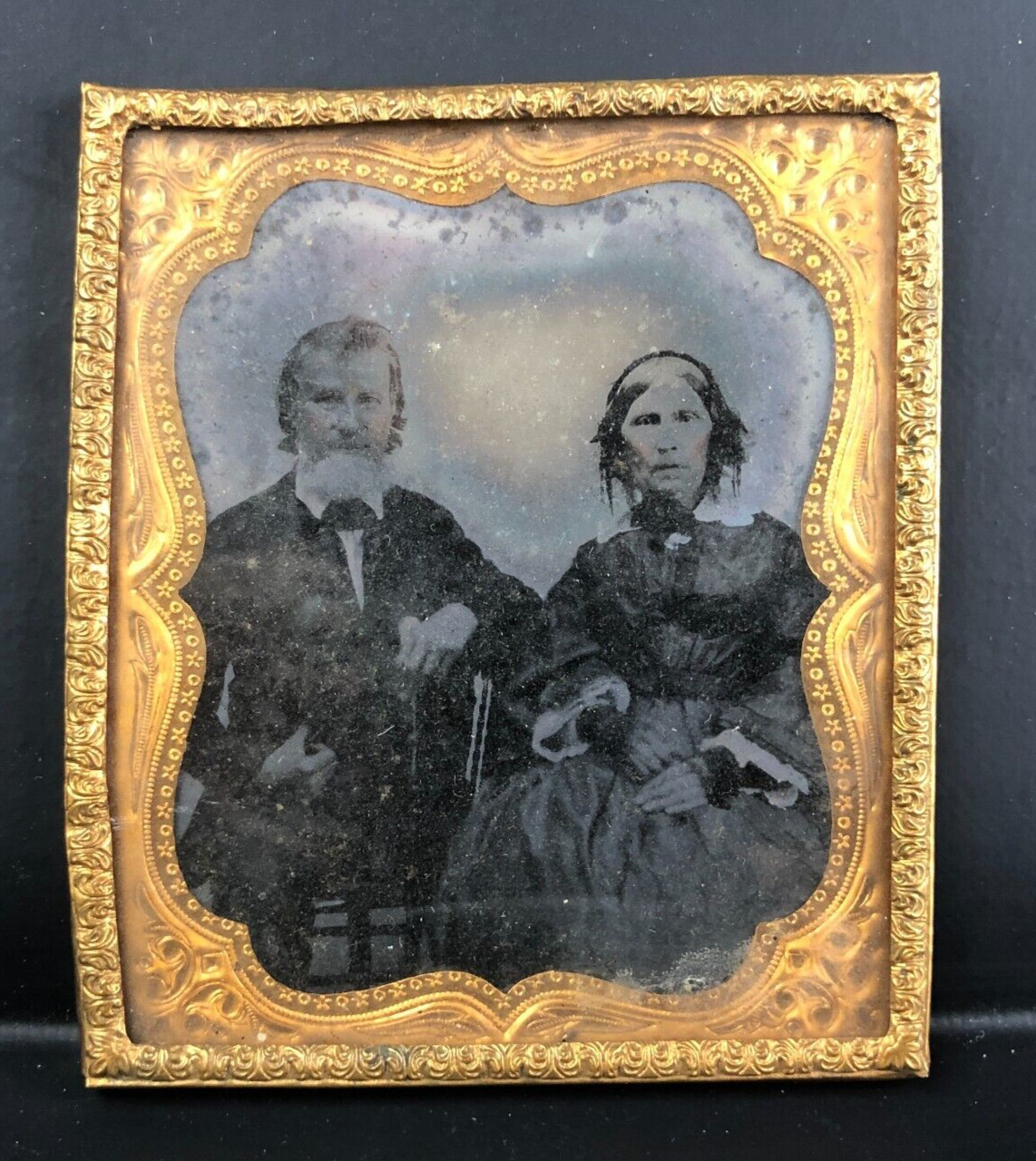 Antique Early Victorian Ambrotype Photo on Glass 1860s 70s Handwear Gloves Dress