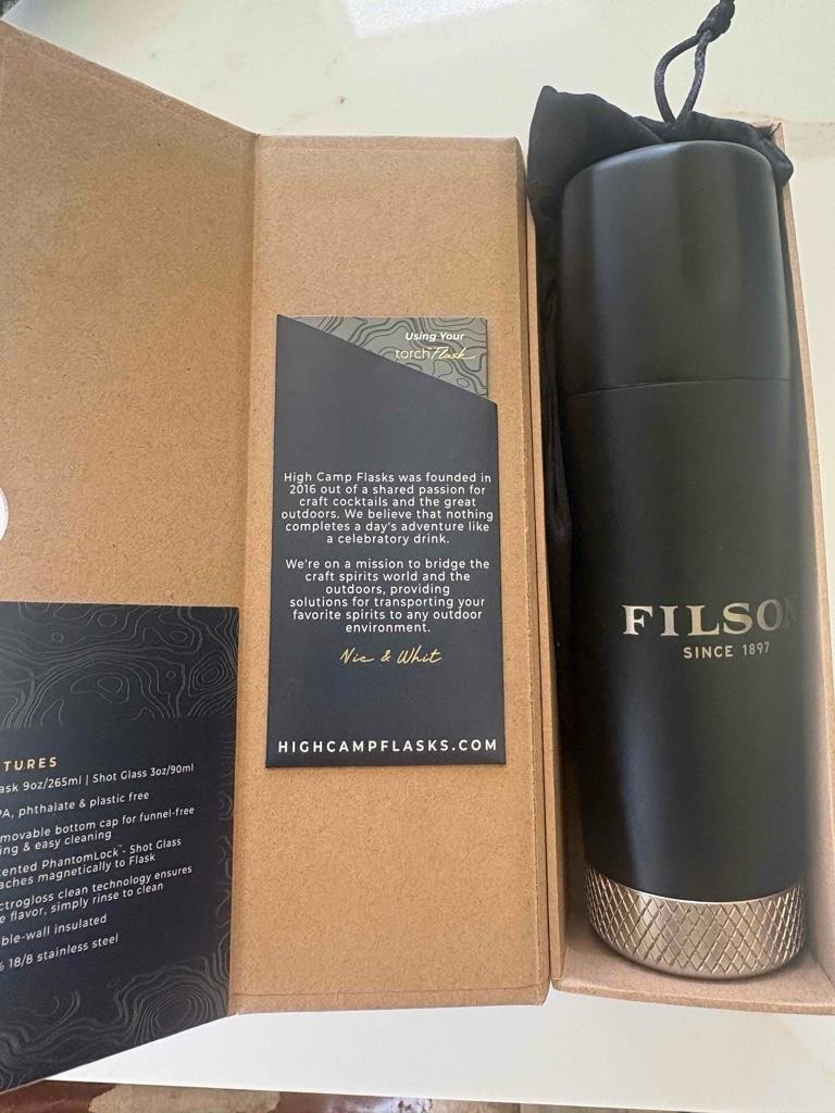 Filson x High Camp Torch Flask Stainless Steel Black Onyx 9 FL OZ
